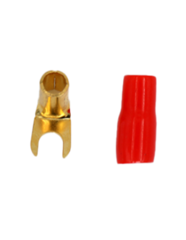 TERMINAL FORQUILHA 8 AWG VERMELHO - 4mm (angulado 90 graus)